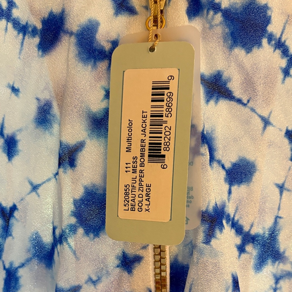 Luli Fama of Miami Beautiful Mess Gold Zipper Bomber Jacket Multicolor - Picture 4 of 7